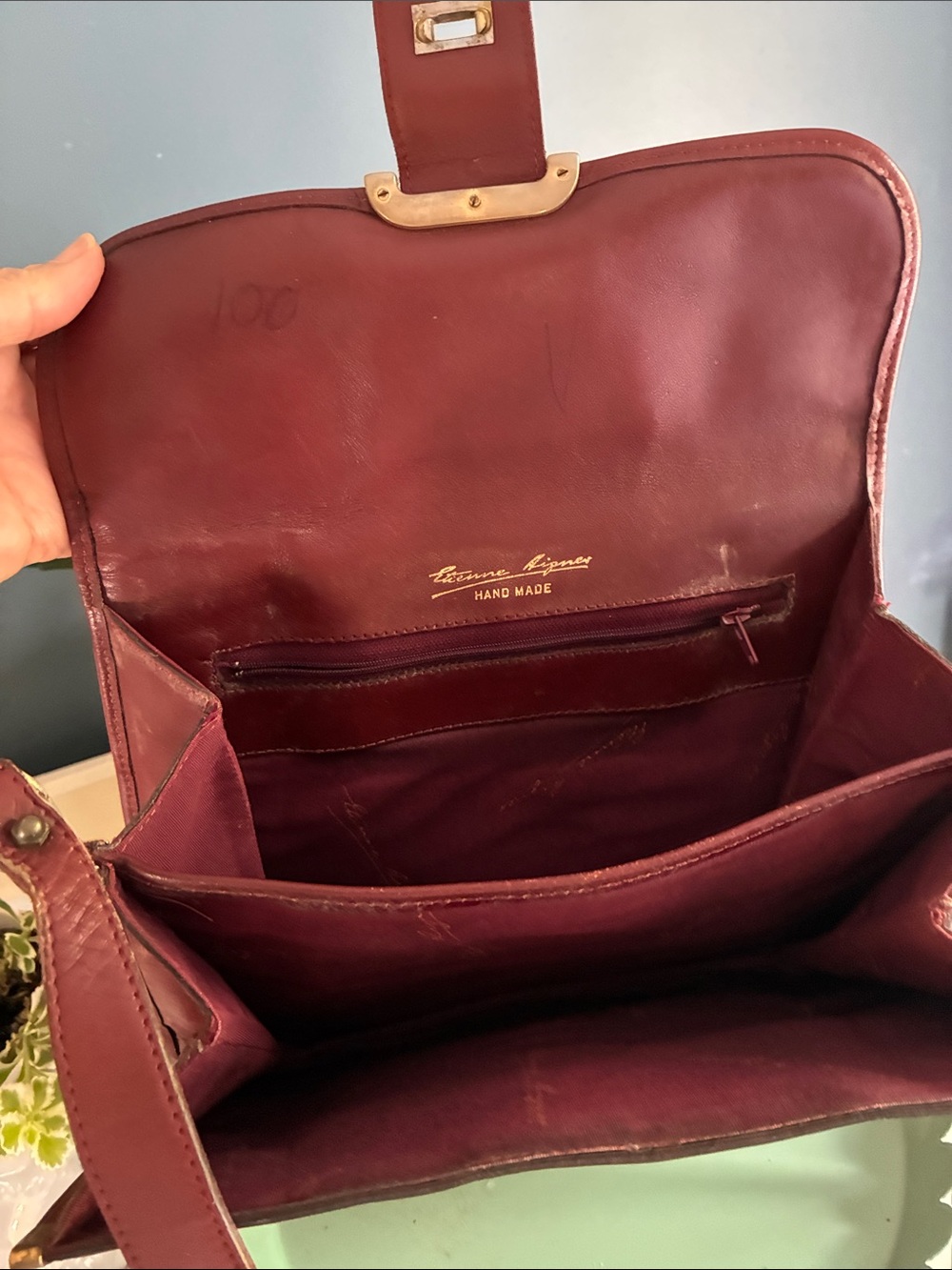 Vintage 1960’s Etienne Aigner Handmade Burgundy Oxblood Shoulder Purse - Picture 5 of 12